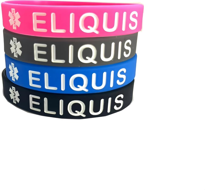 OutstandLong 5 Pack Sport Medical Alert ID Blood Thinner Silicone Bracelet Rubber Medical Awareness Wristbands 7.5" - Image 1